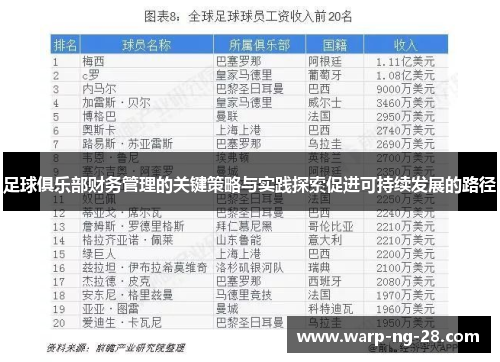 足球俱乐部财务管理的关键策略与实践探索促进可持续发展的路径